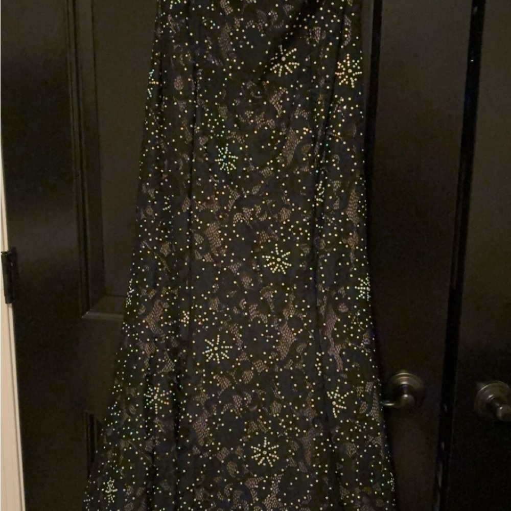 Black lace gown with beading